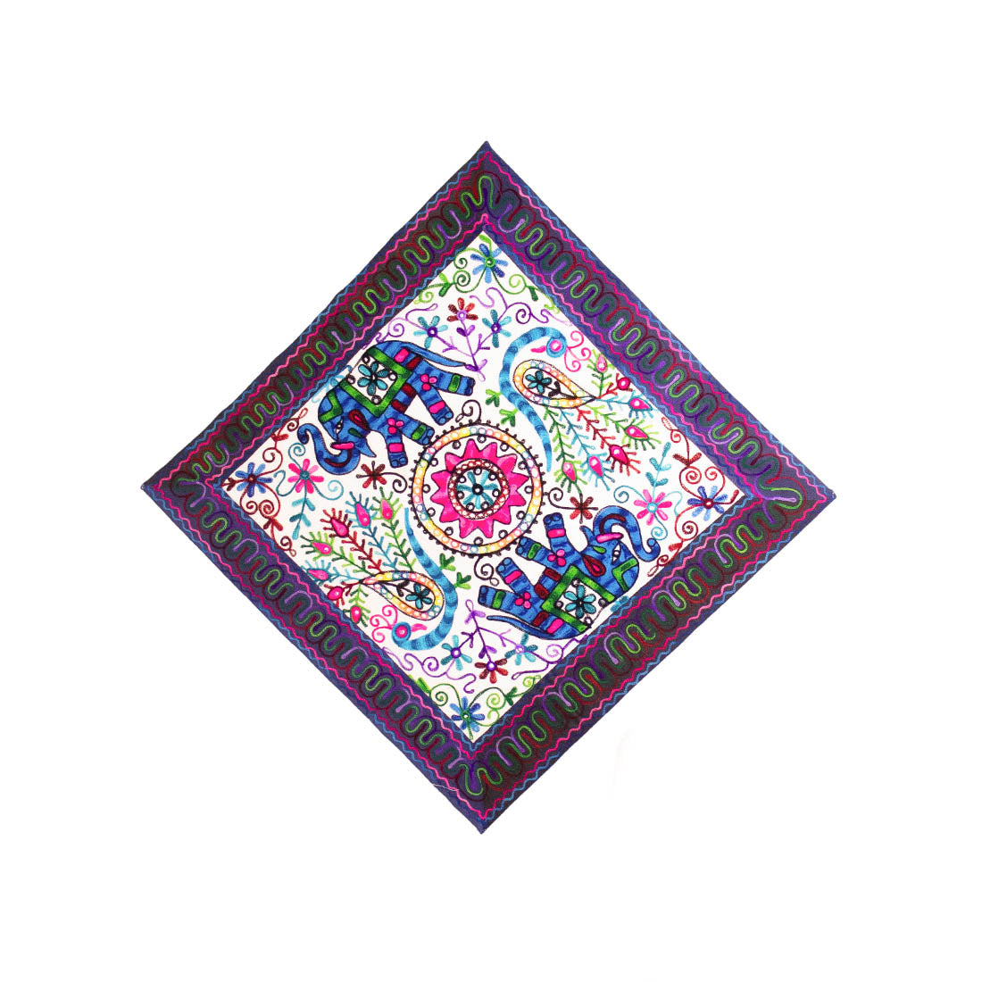 Colorful Embroidered Elephants Wall Art