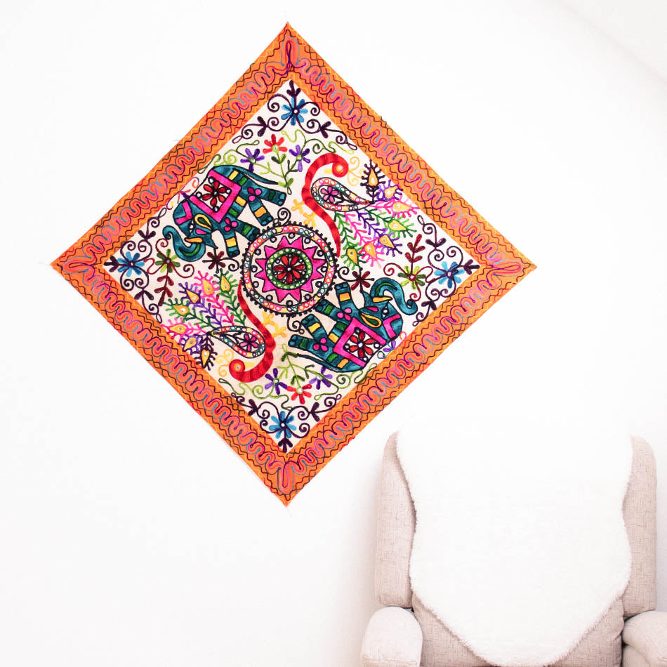 Hand Embroidered Pipli Elephant Wall Art