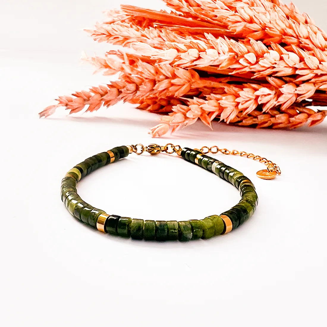 Olive Glow Jade-Armband