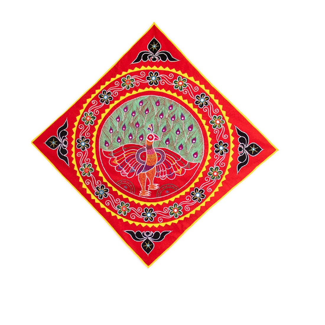 Pipli Wall Art with a Peacock Motif