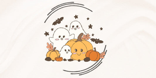 Scandinavian-style Halloween décor featuring natural pumpkins, autumn accents and warm candlelight