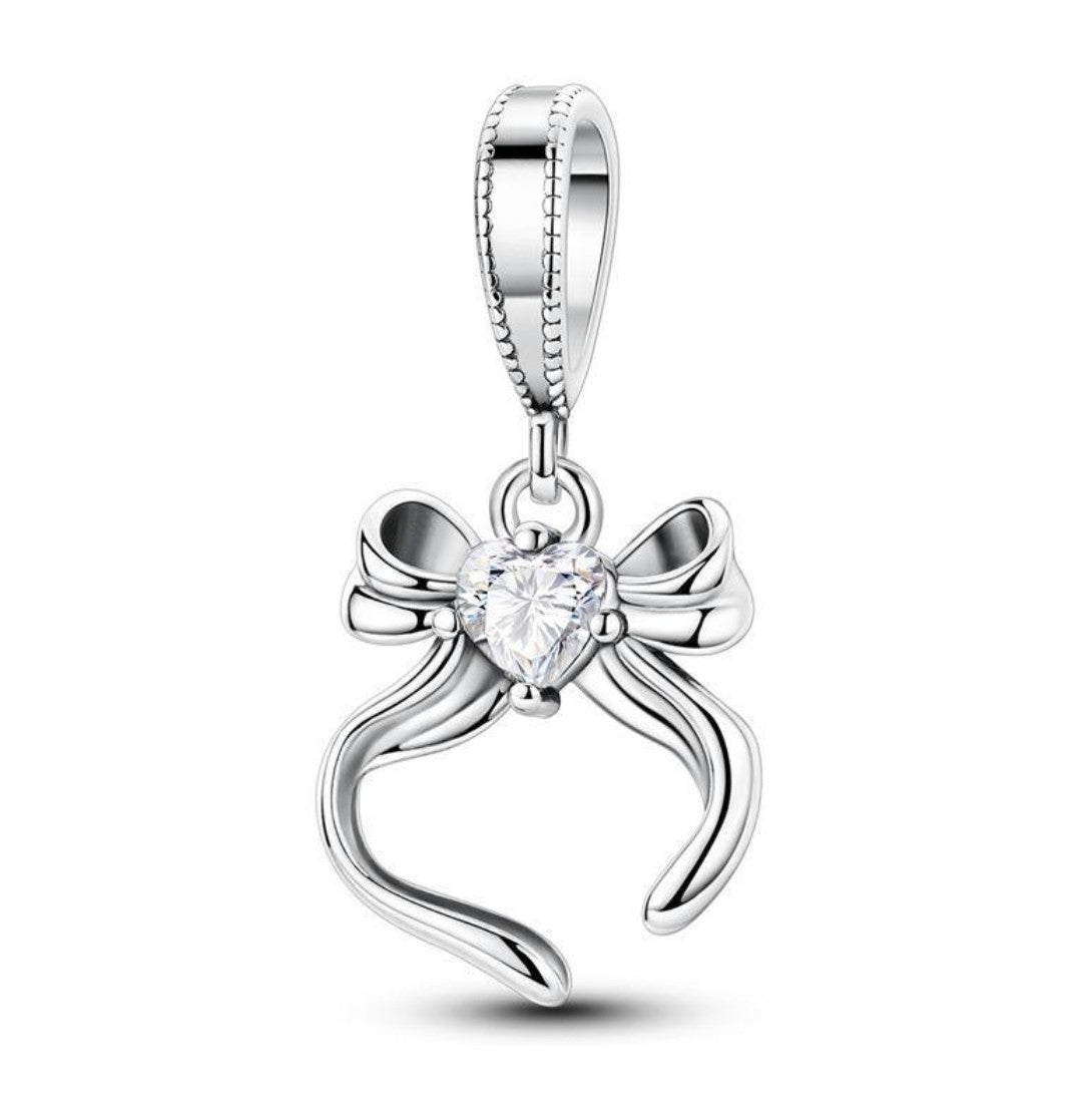 Silver Bow Charm