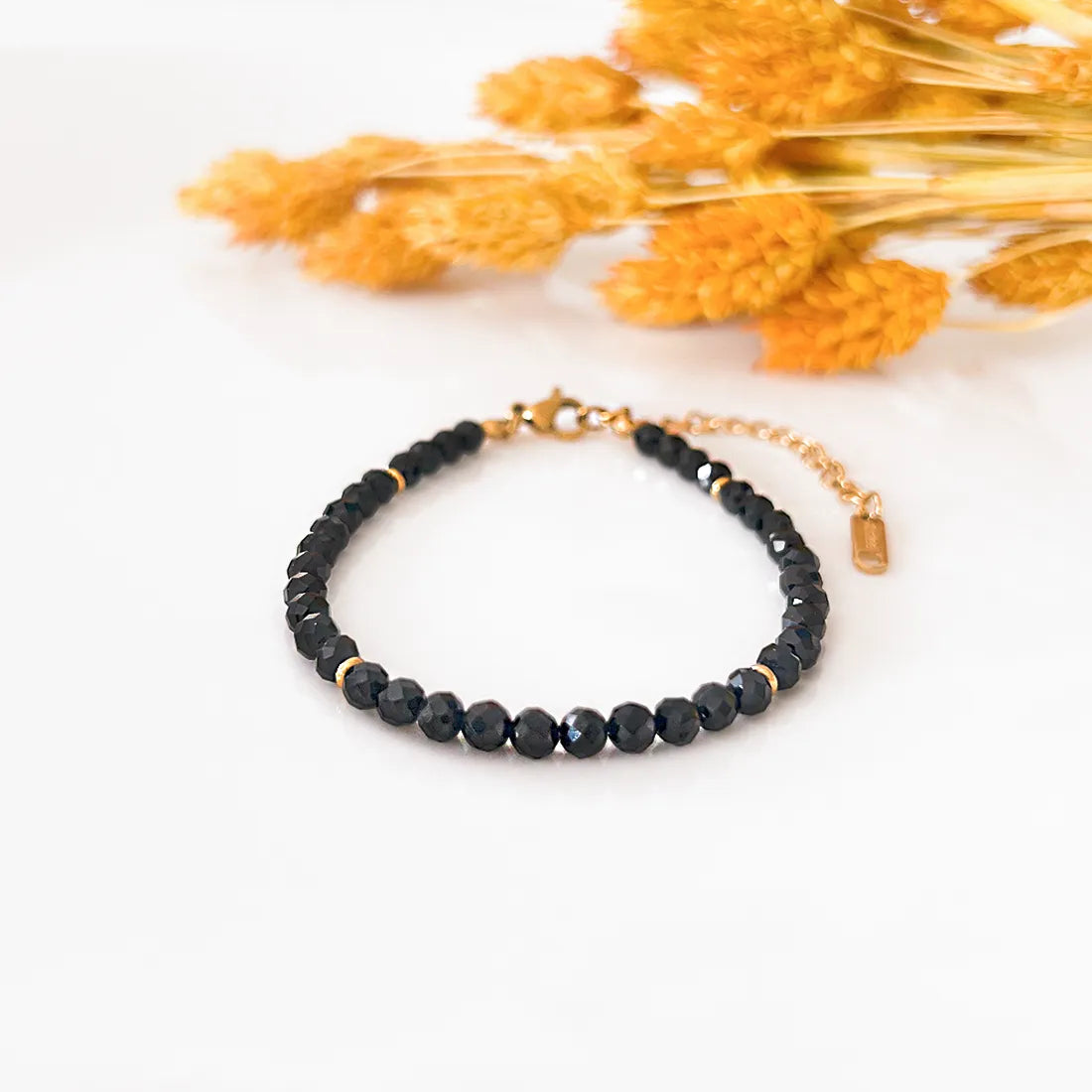 Delicate Schwarzes Onyx-Facetten Armband