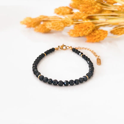 Delicate Schwarzes Onyx-Facetten Armband