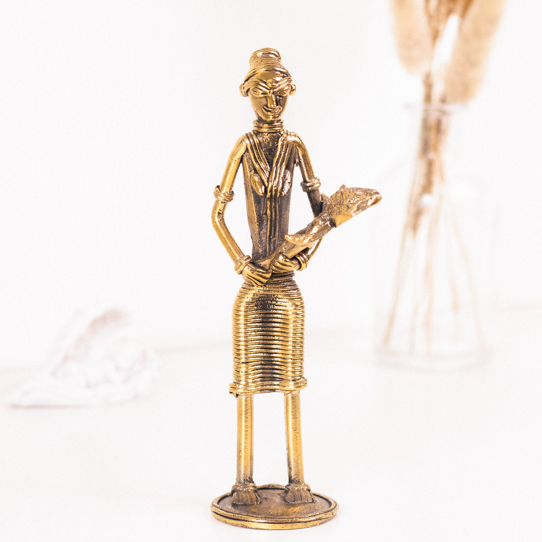 Brass Figurine of Mother Holding an Infant