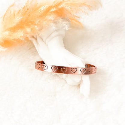 Radiant Hearts copper bracelet with magnets
