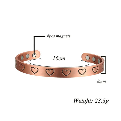 Radiant Hearts copper bracelet with magnets