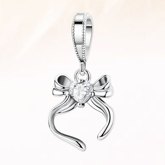 Silver Bow Charm
