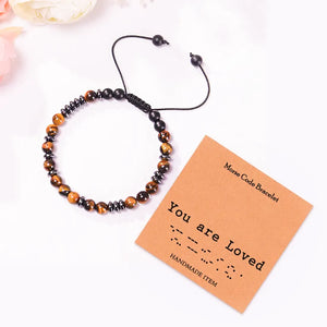 Tiger Eye Morse Code Kristallarmband